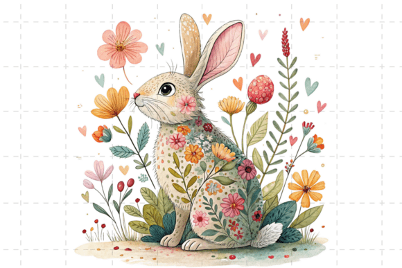 Download Cute Easter Bunny with Flowers PNG - Bunny with flowers png Collection