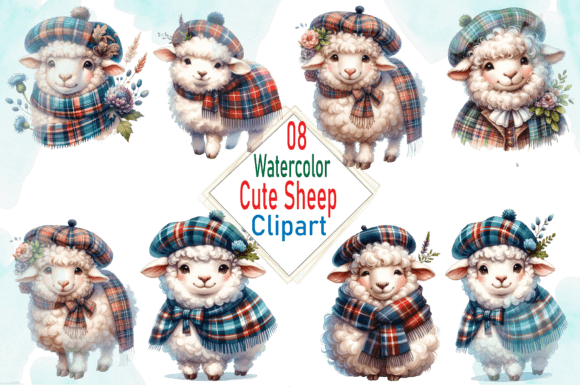 Download Watercolor Cute Sheep Clipart Bundle - Clipart bundle Collection
