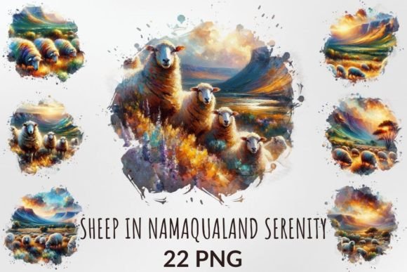 Download Watercolor Sheep in Namaqualand Serenity - Watercolor sheep Collection