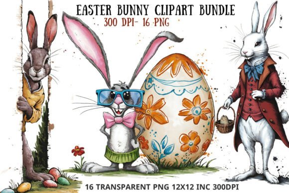 Download Whimsical Easter Bunny Clipart Bundle - Clipart bundle Collection
