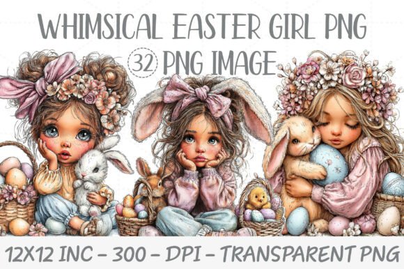 Download Whimsical Easter Girl PNG Clipart Bundle - Clipart bundle Collection