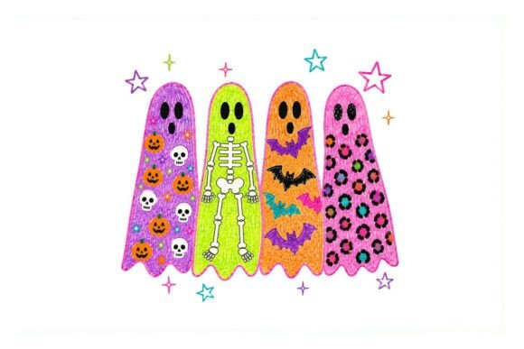 Download Colorful Halloween Ghosts Clipart Bundle - Clipart bundle Collection