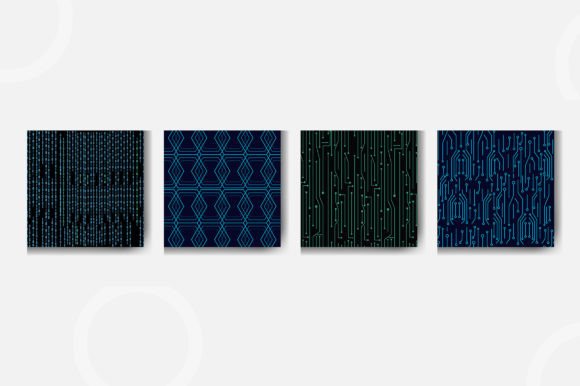 Download Set of Seamless Circuit Cyber Patterns - Circuit Collection