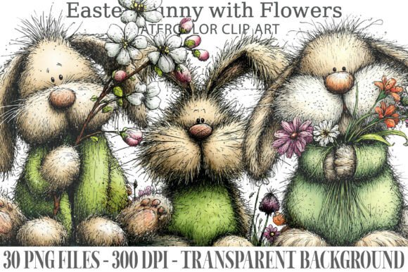 Download Easter Bunny with Flowers PNG Clipart - Bunny with flowers png Collection