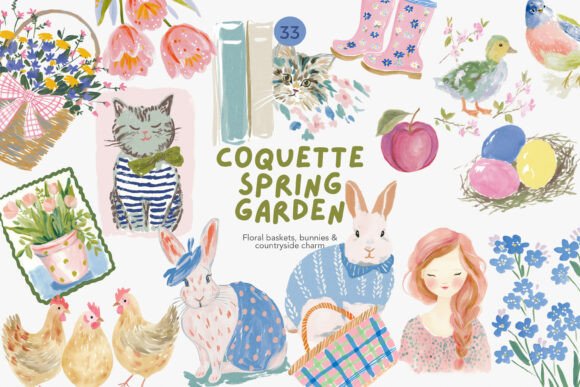 Download Coquette Spring Garden Clipart Bundle F - Clipart bundle Collection