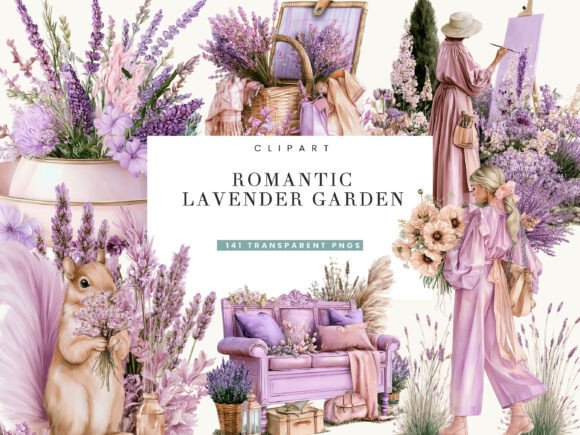 Download Romantic Lavender Garden Clipart Bundle - Clipart bundle Collection
