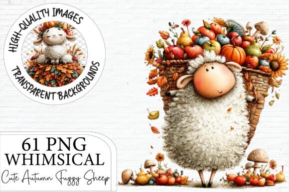 Download Cute Autumn Fuzzy Sheep Clipart Bundle - Clipart bundle Collection