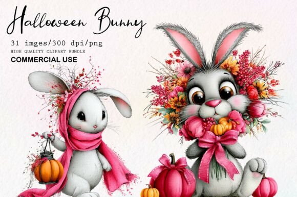 Download Pink Halloween Bunny Clipart Bundle - Clipart bundle Collection