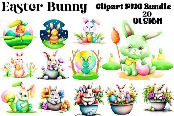 Download Vintage Easter Bunny Clipart Bundle - Clipart bundle Collection