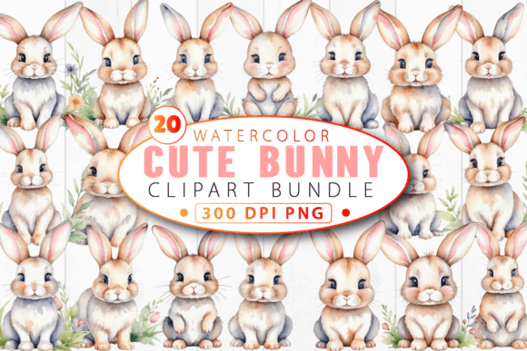Download Watercolor Cute Bunny Clipart Bundle - Clipart bundle Collection