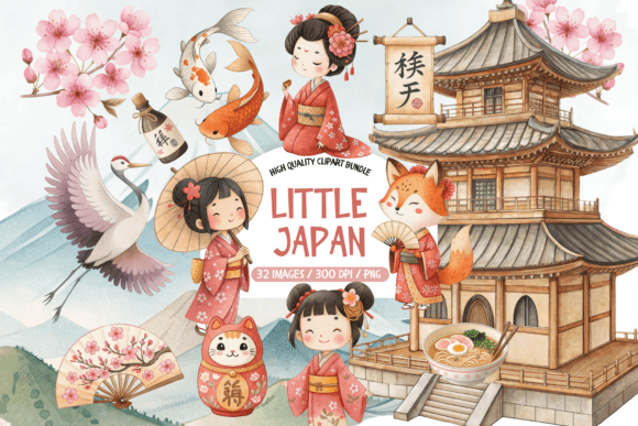 Download Japanese Watercolor Clipart Bundle - Clipart bundle Collection