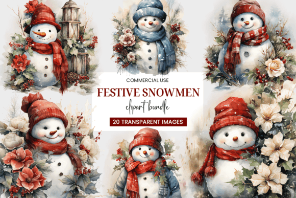 Download Festive Snowman Clipart Bundle - Clipart bundle Collection