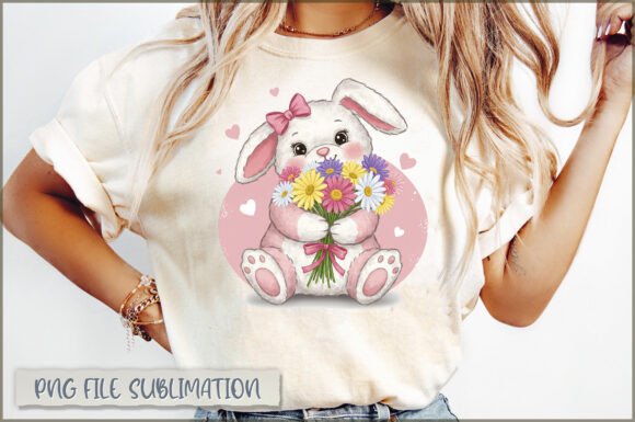 Download Funny Bunny with Flowers PNG - Premium Bundle