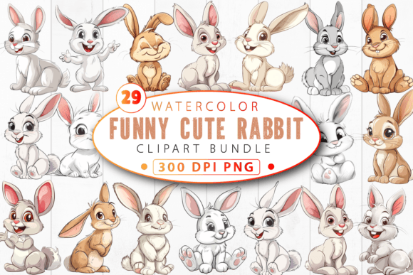 Download Funny Cute Rabbit Clipart Bundle - Clipart bundle Collection
