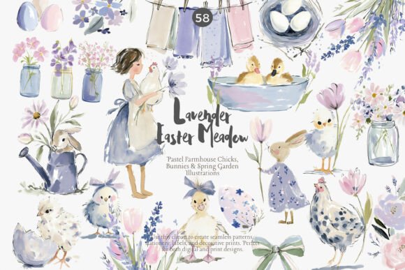 Download Lavender Easter Clipart Bundle - Clipart bundle Collection