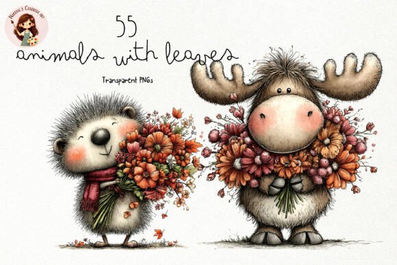Download Cute Animals with Leaves PNG Clipart - Cute animals Collection