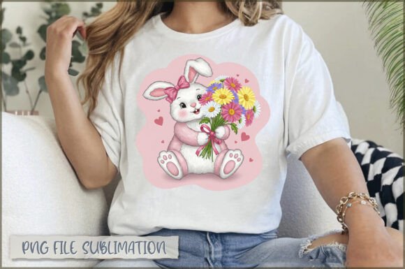 Download Funny Bunny with Flowers PNG - Premium Resources