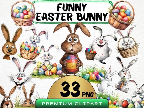 Download Funny Easter Bunny Clipart Bundle - Clipart bundle Collection