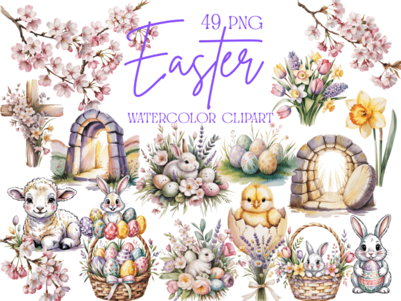 Download Easter Watercolor Clipart Bundle - Clipart bundle Collection