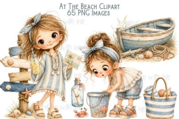 Download Beach Girl Clipart Bundle PNG - Clipart bundle Collection